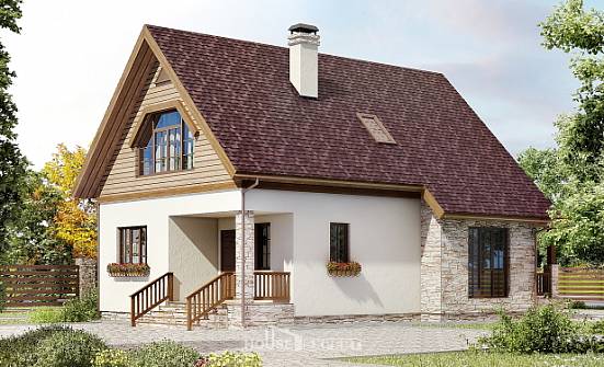 140-001-П Проект двухэтажного дома с мансардой, красивый загородный дом из бризолита Галич | Проекты домов от House Expert