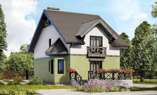 120-003-П Проект двухэтажного дома мансардой, бюджетный домик из поризованных блоков Кострома | Проекты домов от House Expert