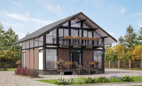 170-007-П Проект двухэтажного дома мансардный этаж, простой коттедж из дерева Кострома | Проекты домов от House Expert