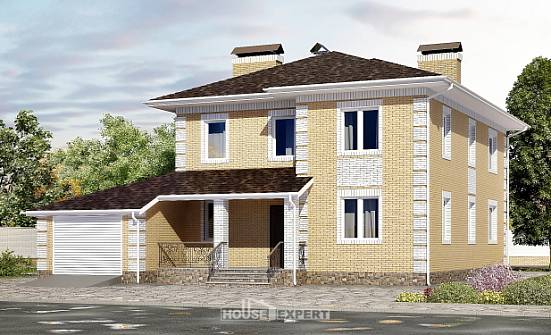 220-006-Л Проект двухэтажного дома, гараж, красивый дом из пеноблока Буй | Проекты домов от House Expert