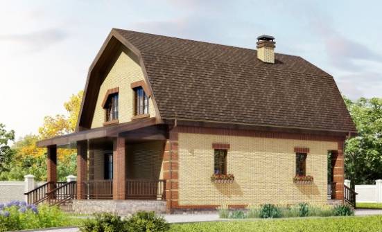 130-005-Л Проект двухэтажного дома с мансардным этажом, бюджетный коттедж из газобетона Галич | Проекты домов от House Expert