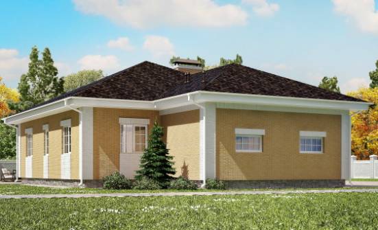 130-002-Л Проект одноэтажного дома и гаражом, бюджетный коттедж из теплоблока Буй | Проекты домов от House Expert