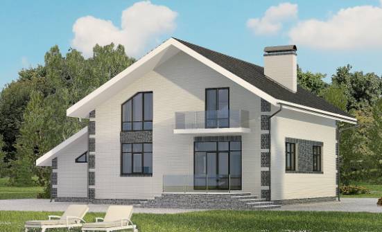 180-001-П Проект двухэтажного дома с мансардным этажом и гаражом, доступный дом из газобетона Буй | Проекты домов от House Expert
