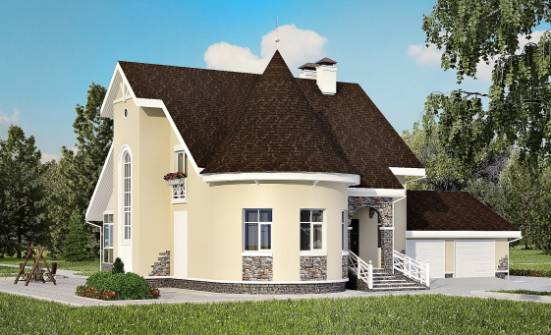 275-001-Л Проект двухэтажного дома с мансардным этажом, гараж, большой дом из кирпича Кострома | Проекты домов от House Expert