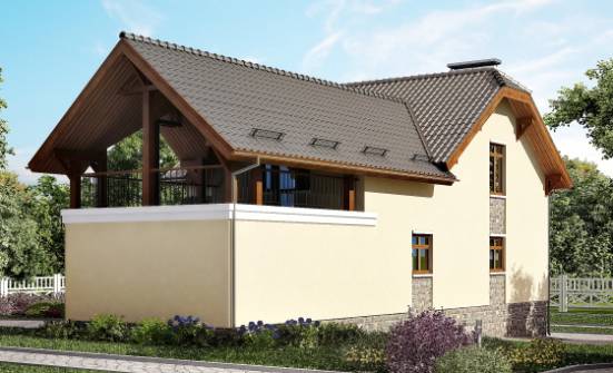 255-003-П Проект трехэтажного дома мансардой и гаражом, уютный загородный дом из пеноблока Галич | Проекты домов от House Expert