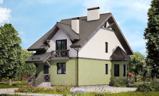 120-003-П Проект двухэтажного дома мансардой, бюджетный домик из поризованных блоков Кострома | Проекты домов от House Expert