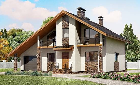 180-008-Л Проект двухэтажного дома с мансардным этажом, гараж, средний дом из газобетона Буй | Проекты домов от House Expert