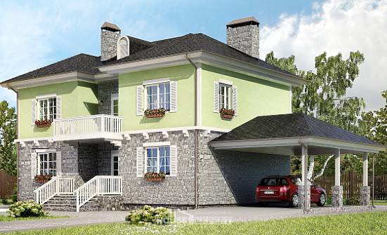 155-006-П Проект двухэтажного дома и гаражом, скромный загородный дом из бризолита Буй | Проекты домов от House Expert