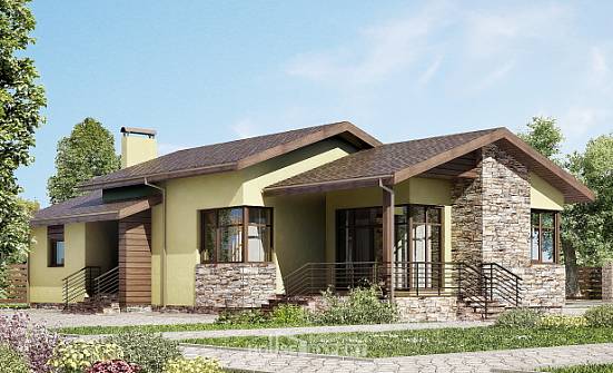 130-007-Л Проект одноэтажного дома, бюджетный коттедж из бризолита Кострома | Проекты домов от House Expert