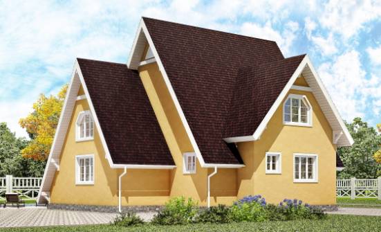 155-008-П Проект двухэтажного дома с мансардой, компактный домик из бревен Кострома | Проекты домов от House Expert