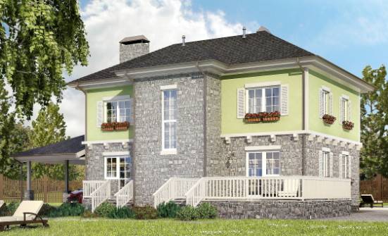 155-006-П Проект двухэтажного дома и гаражом, скромный загородный дом из бризолита Буй | Проекты домов от House Expert