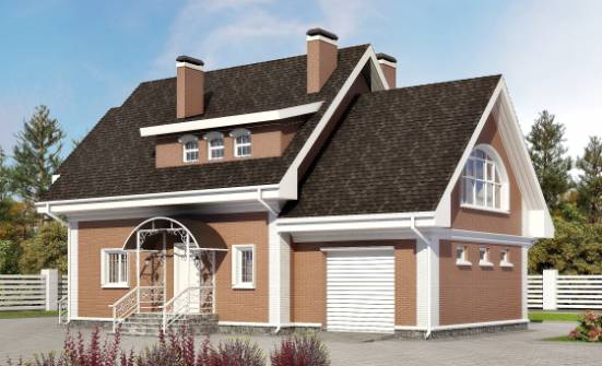 185-003-П Проект двухэтажного дома мансардой и гаражом, простой домик из поризованных блоков Буй | Проекты домов от House Expert