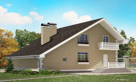 190-005-П Проект двухэтажного дома с мансардой и гаражом, простой коттедж из газосиликатных блоков Нерехта | Проекты домов от House Expert