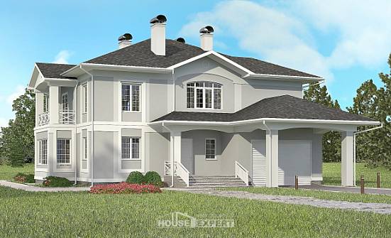 360-001-П Проект двухэтажного дома и гаражом, большой коттедж из кирпича Кострома | Проекты домов от House Expert