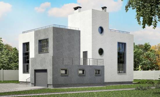 255-001-П Проект двухэтажного дома и гаражом, классический коттедж из газобетона Кострома | Проекты домов от House Expert