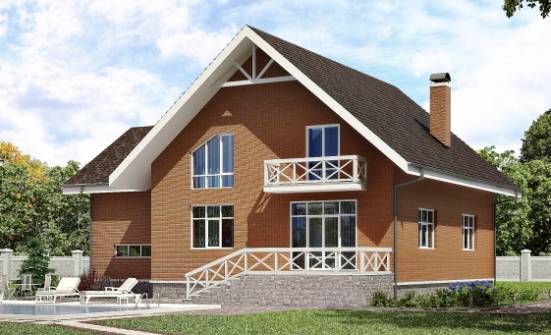 215-001-П Проект двухэтажного дома с мансардой, гараж, уютный коттедж из твинблока Кострома | Проекты домов от House Expert