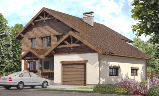 200-003-П Проект двухэтажного дома и гаражом, просторный коттедж из пеноблока Галич | Проекты домов от House Expert