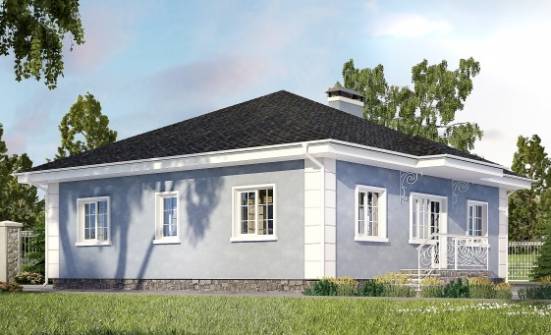 100-001-П Проект одноэтажного дома, простой домик из пеноблока Галич | Проекты одноэтажных домов от House Expert