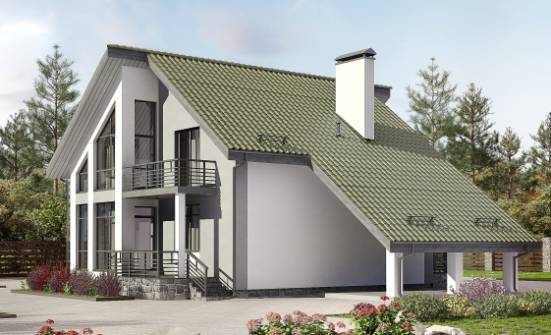 170-009-Л Проект двухэтажного дома мансардой и гаражом, доступный загородный дом из поризованных блоков Буй | Проекты домов от House Expert