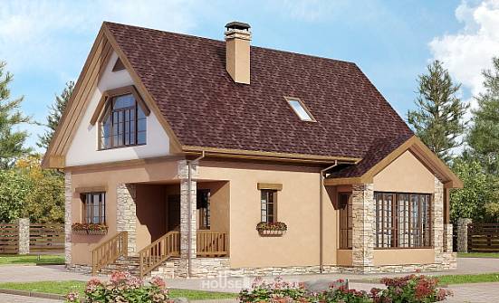 140-002-П Проект двухэтажного дома мансардный этаж, уютный дом из теплоблока Шарья | Проекты домов от House Expert