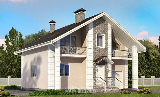 150-002-П Проект двухэтажного дома с мансардой и гаражом, доступный дом из бризолита Буй | Проекты домов от House Expert
