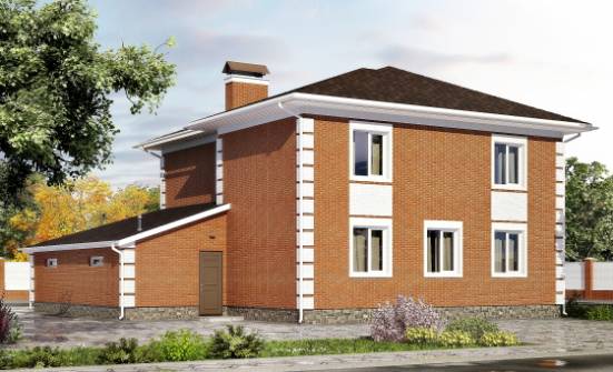 220-004-Л Проект двухэтажного дома и гаражом, средний загородный дом из кирпича Галич | Проекты домов от House Expert