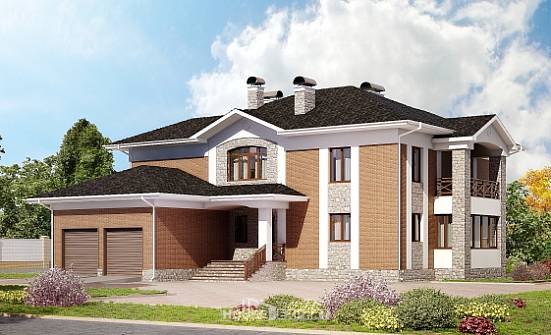 520-002-Л Проект трехэтажного дома и гаражом, просторный коттедж из бризолита Кострома | Проекты домов от House Expert