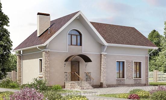 150-012-Л Проект двухэтажного дома мансардой, простой коттедж из блока Буй | Проекты домов от House Expert