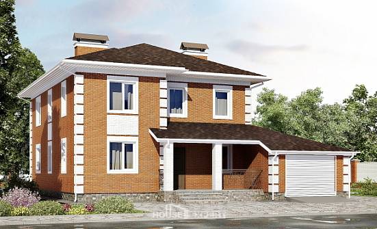 220-004-Л Проект двухэтажного дома и гаражом, средний загородный дом из кирпича Галич | Проекты домов от House Expert