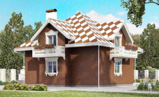 155-003-Л Проект двухэтажного дома с мансардным этажом и гаражом, простой коттедж из газобетона Галич | Проекты домов от House Expert
