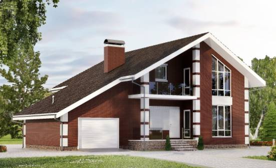 180-001-Л Проект двухэтажного дома мансардный этаж и гаражом, уютный домик из пеноблока Галич | Проекты домов от House Expert