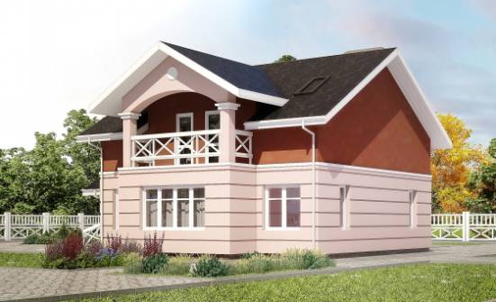 155-009-Л Проект двухэтажного дома с мансардой, небольшой загородный дом из теплоблока Галич | Проекты домов от House Expert