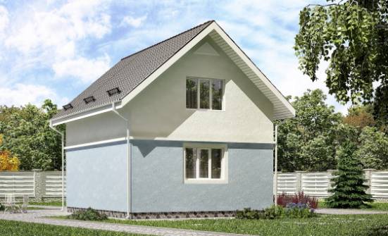 095-002-П Проект двухэтажного дома мансардный этаж, экономичный коттедж из бризолита Галич | Проекты домов от House Expert