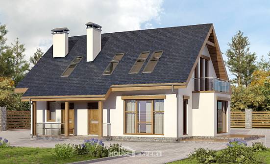 155-012-П Проект двухэтажного дома с мансардой, недорогой загородный дом из бризолита Шарья | Проекты домов от House Expert