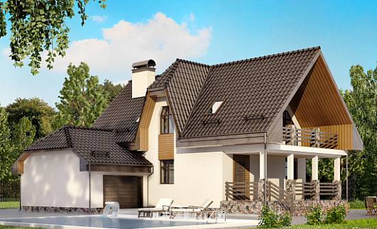 150-001-Л Проект двухэтажного дома мансардой, гараж, скромный домик из керамзитобетонных блоков Галич | Проекты домов от House Expert
