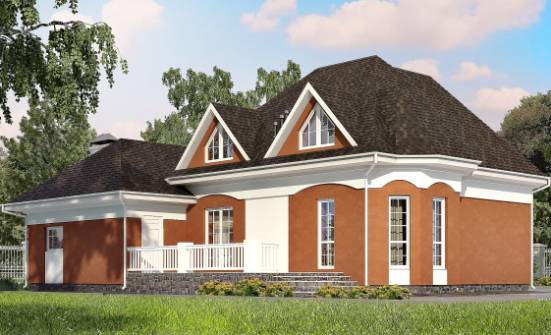 180-007-П Проект двухэтажного дома мансардой, гараж, красивый коттедж из газобетона Галич | Проекты домов от House Expert