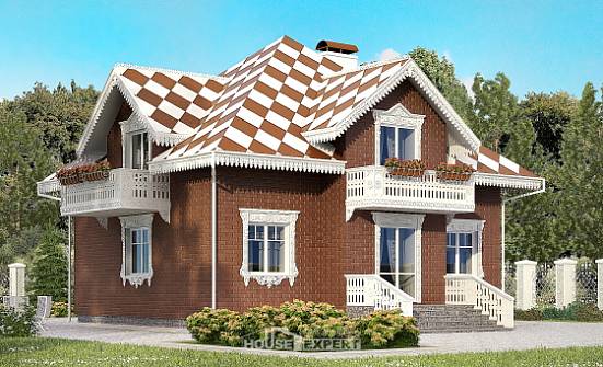 155-003-Л Проект двухэтажного дома с мансардным этажом и гаражом, простой коттедж из газобетона Галич | Проекты домов от House Expert