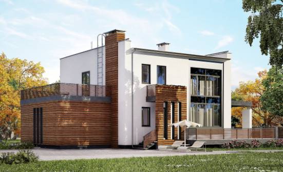 220-003-П Проект двухэтажного дома и гаражом, просторный коттедж из теплоблока Галич | Проекты домов от House Expert
