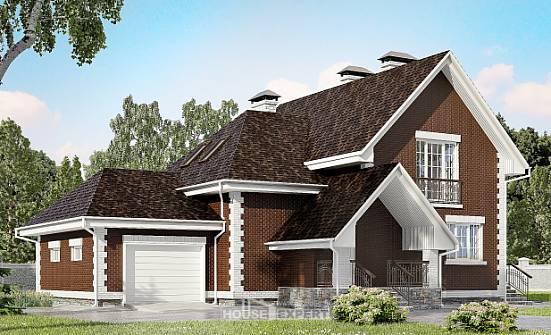 190-003-Л Проект двухэтажного дома мансардой, гараж, простой загородный дом из газобетона Буй | Проекты домов от House Expert