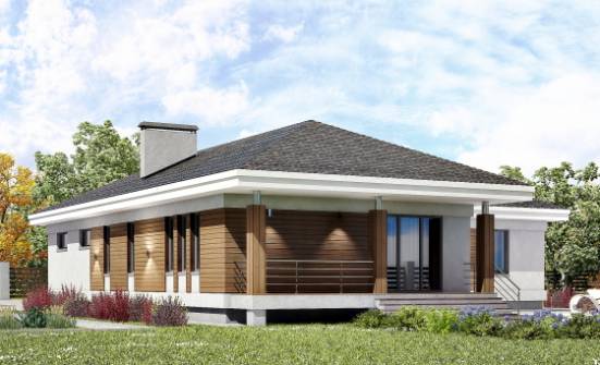 165-001-П Проект одноэтажного дома и гаражом, бюджетный загородный дом из бризолита Кострома | Проекты домов от House Expert