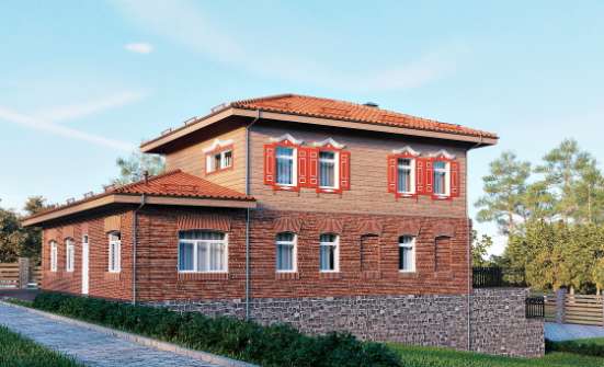 380-002-Л Проект трехэтажного дома и гаражом, красивый коттедж из кирпича Буй | Проекты домов от House Expert