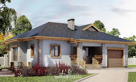 130-006-П Проект одноэтажного дома, гараж, доступный домик из поризованных блоков Нерехта | Проекты домов от House Expert