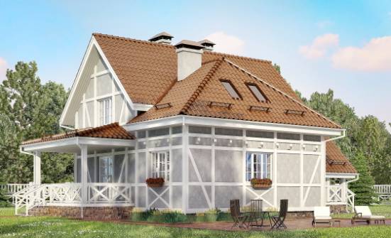160-003-Л Проект двухэтажного дома мансардой, скромный загородный дом из бризолита Нерехта | Проекты домов от House Expert