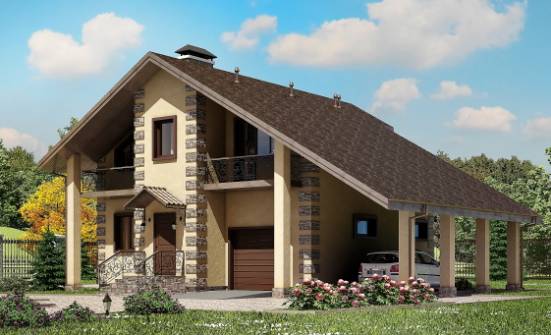 150-003-П Проект двухэтажного дома с мансардой и гаражом, экономичный загородный дом из газобетона Буй | Проекты домов от House Expert