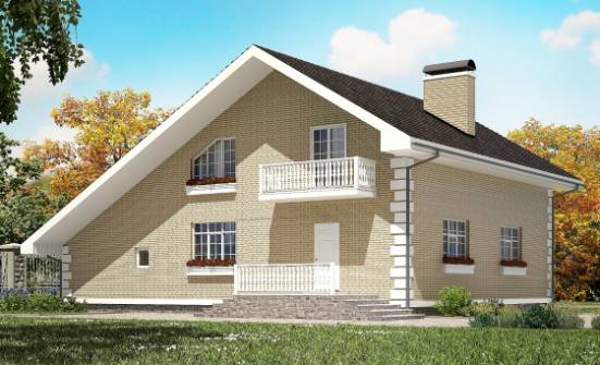190-005-П Проект двухэтажного дома с мансардой и гаражом, простой коттедж из газосиликатных блоков Нерехта | Проекты домов от House Expert