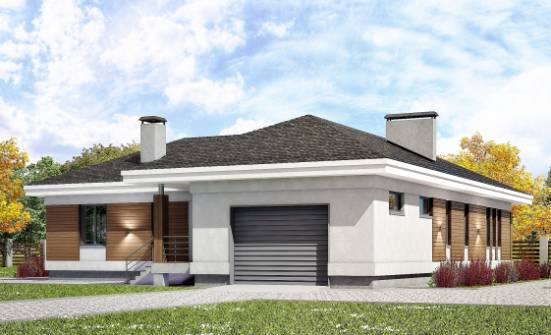165-001-П Проект одноэтажного дома и гаражом, бюджетный загородный дом из бризолита Кострома | Проекты одноэтажных домов от House Expert