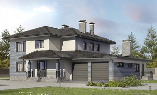 340-005-П Проект двухэтажного дома, гараж, уютный коттедж из теплоблока Галич | Проекты домов от House Expert