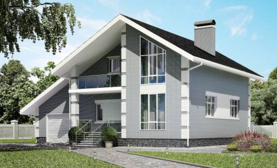 190-006-Л Проект двухэтажного дома мансардой и гаражом, красивый загородный дом из бризолита Шарья | Проекты домов от House Expert