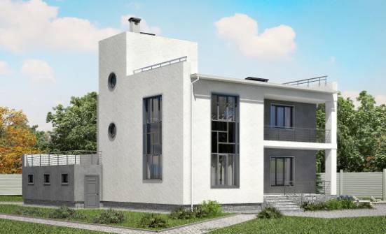 255-001-П Проект двухэтажного дома и гаражом, классический коттедж из газобетона Кострома | Проекты домов от House Expert