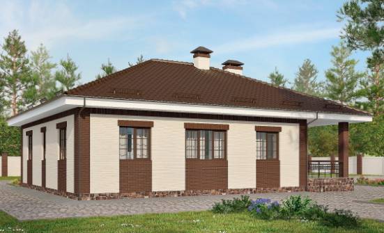 160-015-П Проект одноэтажного дома и гаражом, классический домик из твинблока Буй | Проекты домов от House Expert